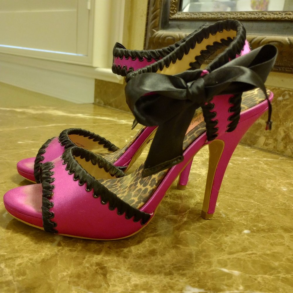 Betsey Johnson Pink Satin Heels